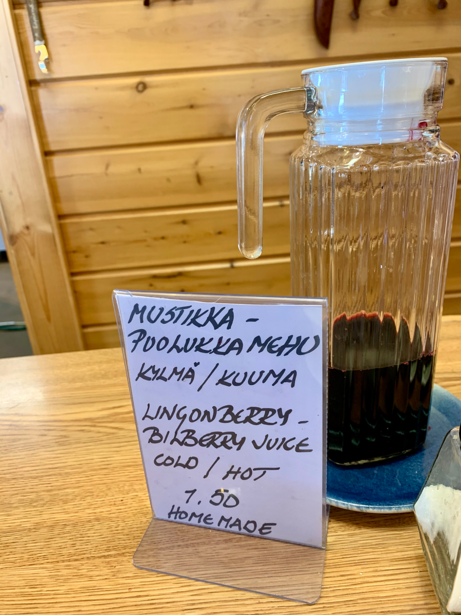 Local berry juice in Tunturiporo Cafe